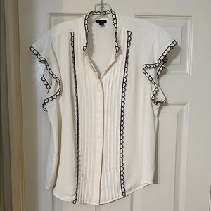 Ann Taylor Factory White Blouse with Black Detailing